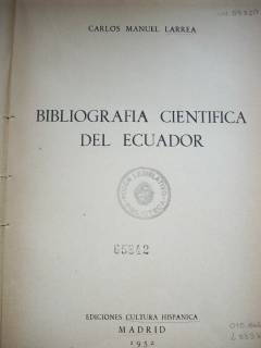 Bibliografía científica del Ecuador.