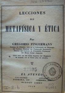 Lecciones de Metafísica y Etica