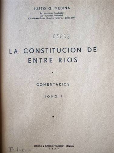 La Constitución de Entre Ríos : comentarios