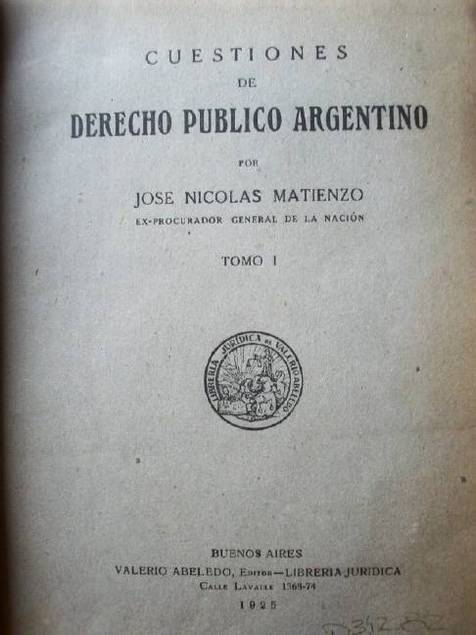 Cuestiones de Derecho Publico argentino