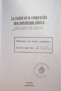 La ciudad en la cooperación descentralizada púbica : una matriz de análisis