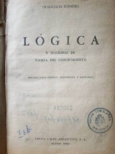 Lógica y nociones de Teoría del Conocimiento