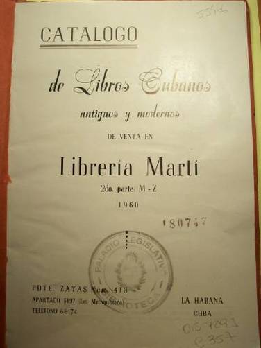 Catálogo de libros cubanos antiguos y modernos de venta en Libreria Martì