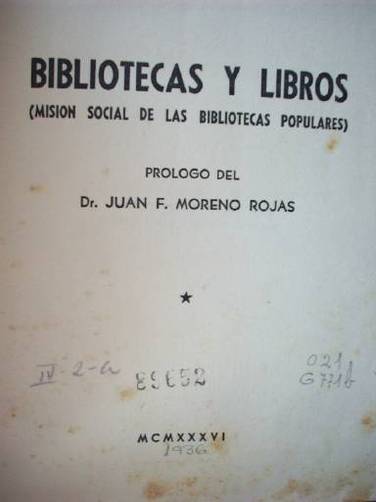 Bibliotecas y libros (misión social de las bibliotecas populares)