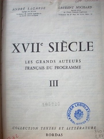 XVIIe siècle : les grands auteurs français du programme