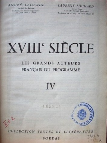 XVIIIe siècle : les grands auteurs français du programme