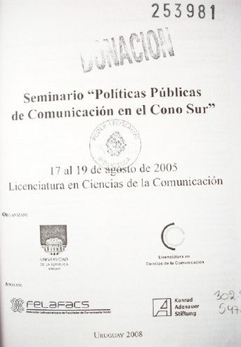 Seminario "Políticas Públicas de Comunicación en el Cono Sur"