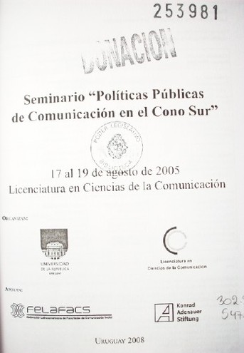 Seminario "Políticas Públicas de Comunicación en el Cono Sur"