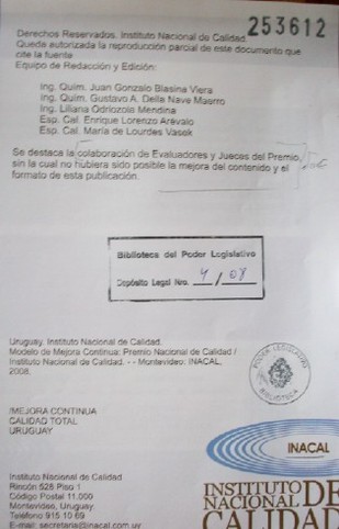 Modelo de mejora continua : Premio Nacional de Calidad