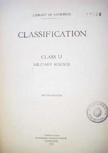 Classification : class U: military science