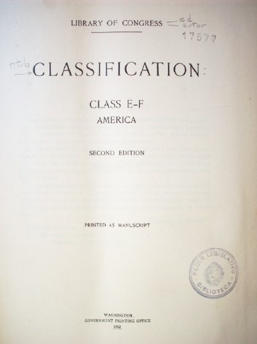 Classification : class E-F: America