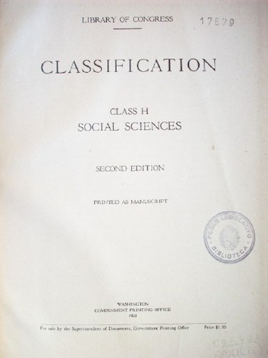Classification : class J: political science