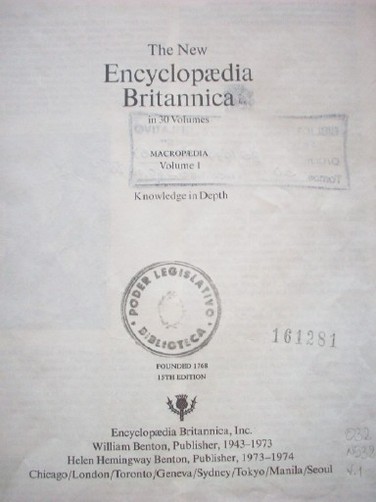 The new Encyclopaedia Britannica : Macropaedia : knowledge in depth