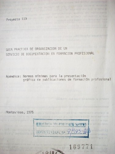 Guía práctica de organización de un servicio de documentación en formación profesional : apéndice : normas mínimas para la presentaci´pn gráfica de publicaciones de formación profesional