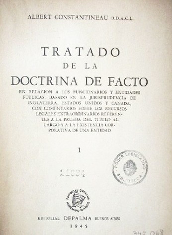 Tratado de la doctrina de facto.