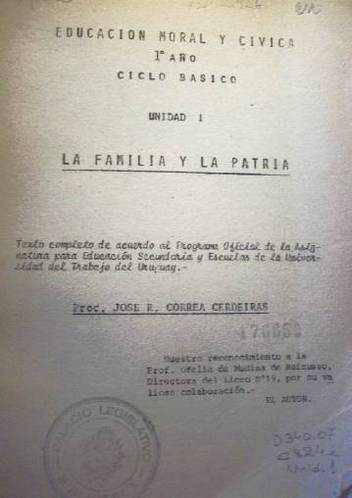 Educación Moral y Cívica : 1º año ciclo básico