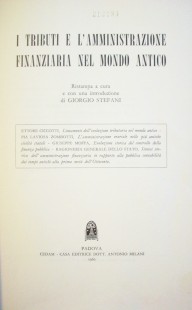 I tributi e l'amministrazione finanziaria nel mondo antico