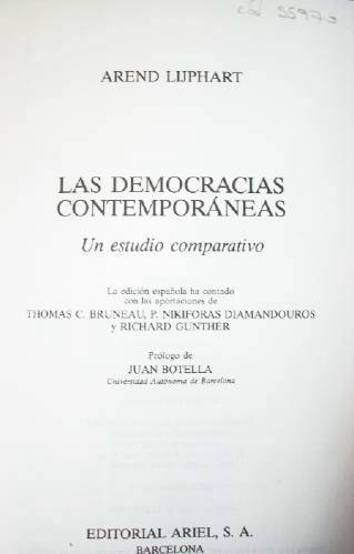 Las Democracias contemporáneas : un estudio comparativo