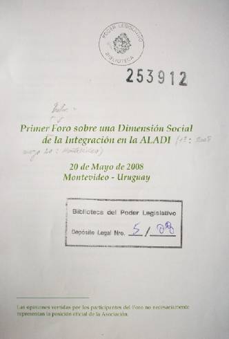 Primer Foro sobre Dimensión Social de la Integración en la ALADI