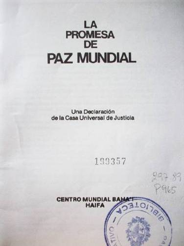 La promesa de paz mundial