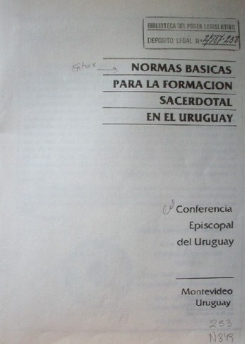 Normas básicas para la formación sacerdotal en el Uruguay