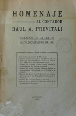 Homenaje al contador Raul A. Previtali : creador de la ley de 20 de noviembre de 1937