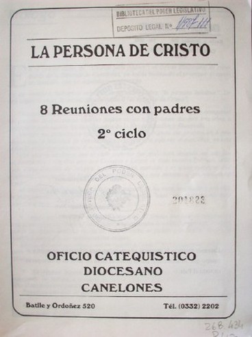 La persona de Cristo : 8 reuniones con padres