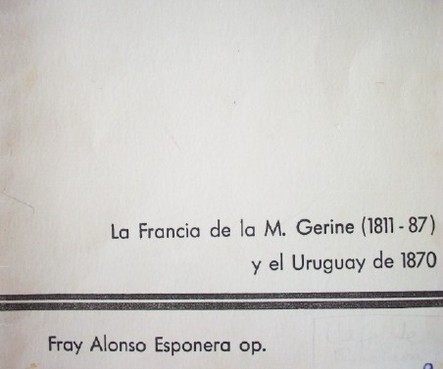 La Francia de la M. Gerine (1811- 87) y el Uruguay de 1870