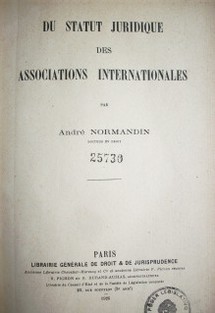 Du statut juridique des associations internationales