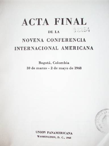 Acta final de la novena conferencia internacional americana