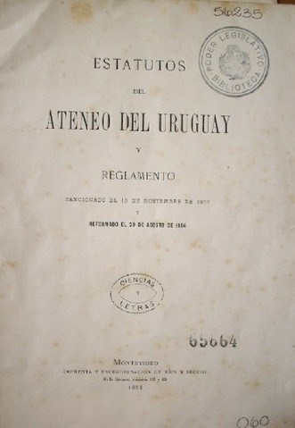 Estatutos del Ateneo del Uruguay y reglamento