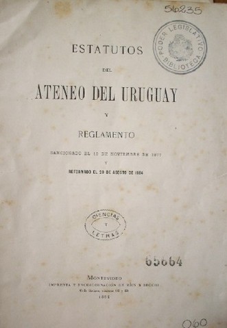 Estatutos del Ateneo del Uruguay y reglamento