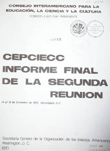 CEPCIECC : Informe final de la segunda reunión : 14 al 18 de diciembre de 1970