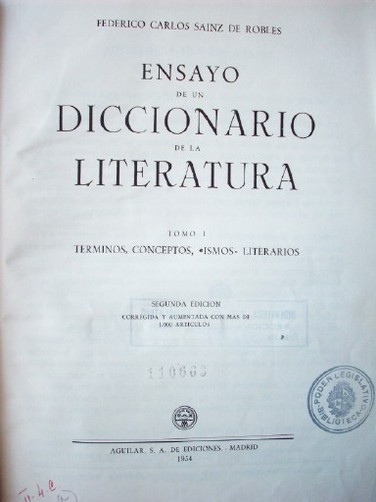 Ensayo de un Diccionario de la Literatura