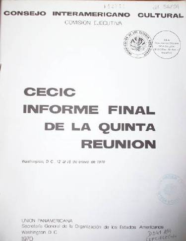 CECIC : Informe final de la quinta reunión : 12 al 16 de enero de 1970