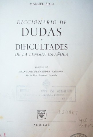 Diccionario de dudas y dificultades de la lengua española