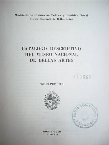 Catálogo descriptivo del museo Nacional de Bellas Artes