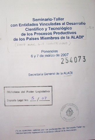 Seminario taller con entidades vinculadas al desarrollo tecnológico de los procesos productivos de los países miembros de la ALADI