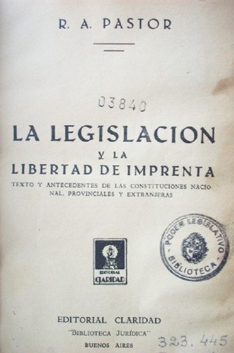 La legislación y la libertad de imprenta