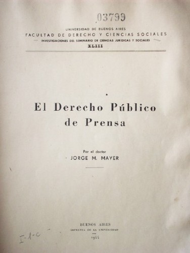 El derecho público de prensa