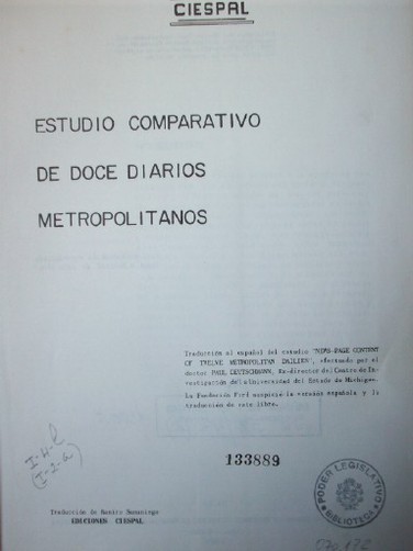 Estudio comparativo de doce diarios metropolitanos.