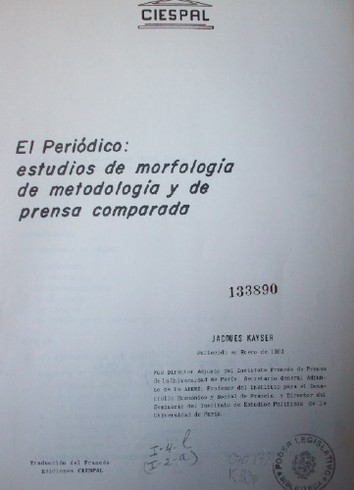 El periódico: estudios de morfología de metodología y de prensa comparada.