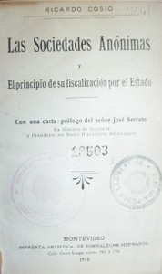 Las sociedades anónimas : y el principio de su fiscalización por el Estado