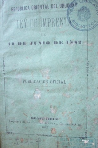 Ley de imprenta de 10 de junio de 1882