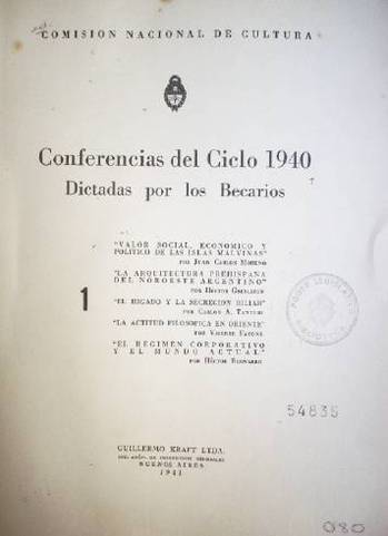 Conferencias del ciclo 1940 dictadas por los becarios