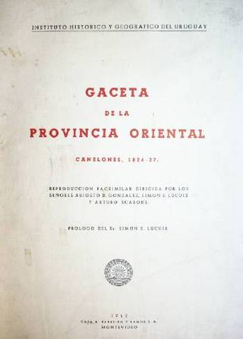 Gaceta de la Provincia Oriental : Canelones, 1826-27