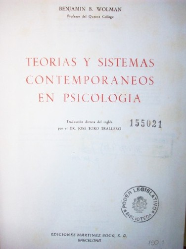 Teorías y sistemas contemporáneos en psicología