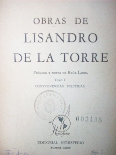 Obras de Lisandro de la Torre