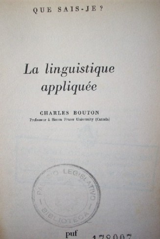 La Linguistique appliquée