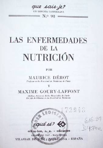 Las enfermedades de la nutrición